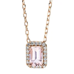 Collier aus 750 Rotgold Morganit 0,52ct pink 20 Brillanten 0,1ct TW-SI L:45,7cm