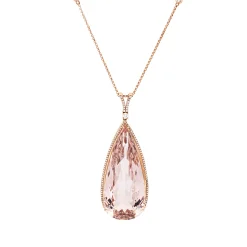 Collier aus 585 Rotgold Morganit 70,1ct rosé 125 Brillanten 0,62ct TW-SI L:46cm