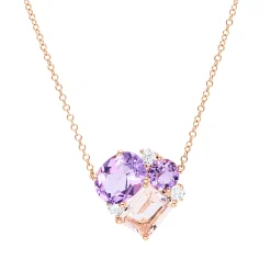 Collier aus 750 Rotgold 3 Morganite 3,9ct rosa 3 Brillanten 0,21ct TW-SI L:43,2cm