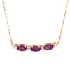 Collier aus 750 Rotgold 3 Rubine 0,87ct rot 4 Brillanten 0,1ct F-SI L:45,7cm