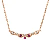 Collier aus 750 Rotgold 3 Rubine 0,06ct rot 5 Brillanten 0,06ct TW-SI L:45cm