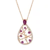 Collier aus 750 Rotgold 7 Rubine 0,75ct rot 59 Brillanten 0,39ct TW-SI L:45cm