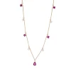 Collier aus 750 Rotgold 5 Rubine 1,1ct rot 4 Brillanten 0,2ct W-SI L:45cm