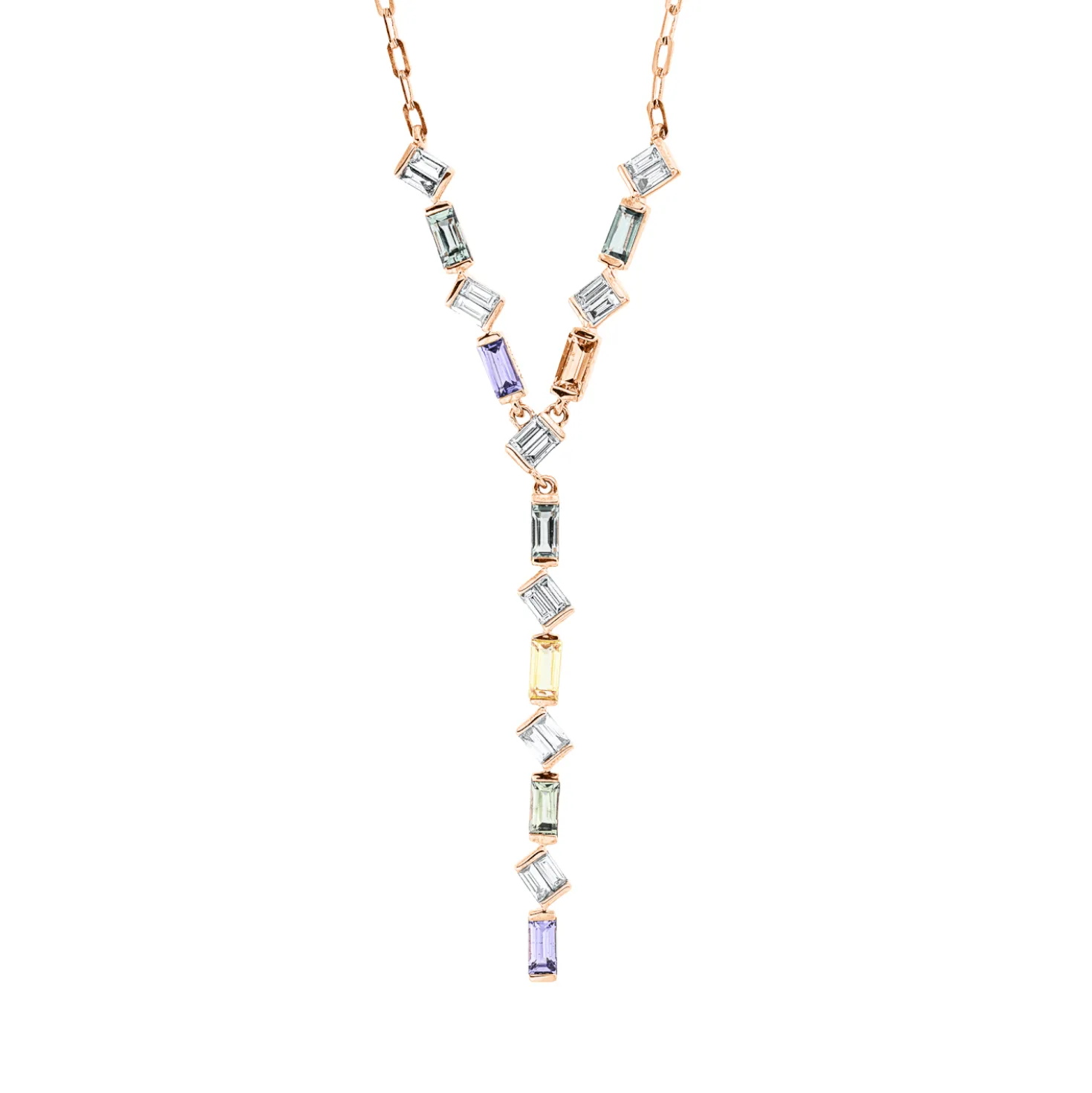 Collier aus 750 Rotgold 8 Saphire 1,18ct mehrfarbig mit Diamanten L:45,7cm
