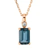 Collier aus 750 Rotgold Topas 0,62ct London Blue Brillant 0,01ct TW-SI L:0,4 cm