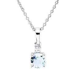 Collier aus 750 Weißgold Aquamarin 0,3ct blau Brillant 0,03ct TW-SI L:45cm