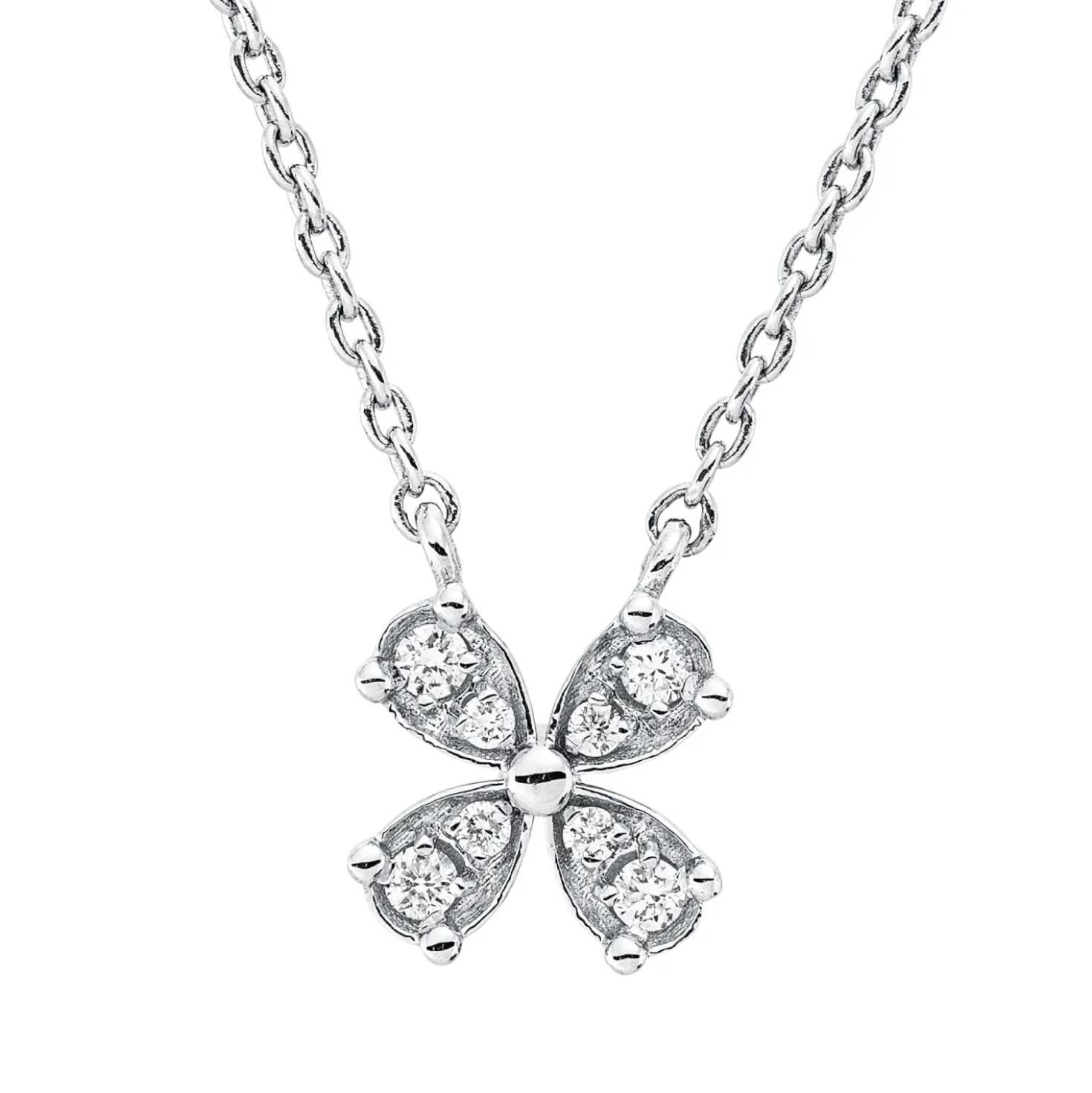 Collier aus 750 Weißgold 4 Brillanten 0,05ct F-SI 4 Brillanten 0,02ct F-SI L:44cm