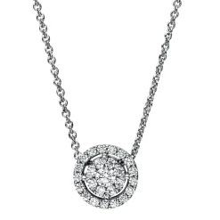 Collier aus 585 Weißgold 25 Brillanten 0,3ct TW-SI 1 Brillant 0,11ct TW-SI L:45cm