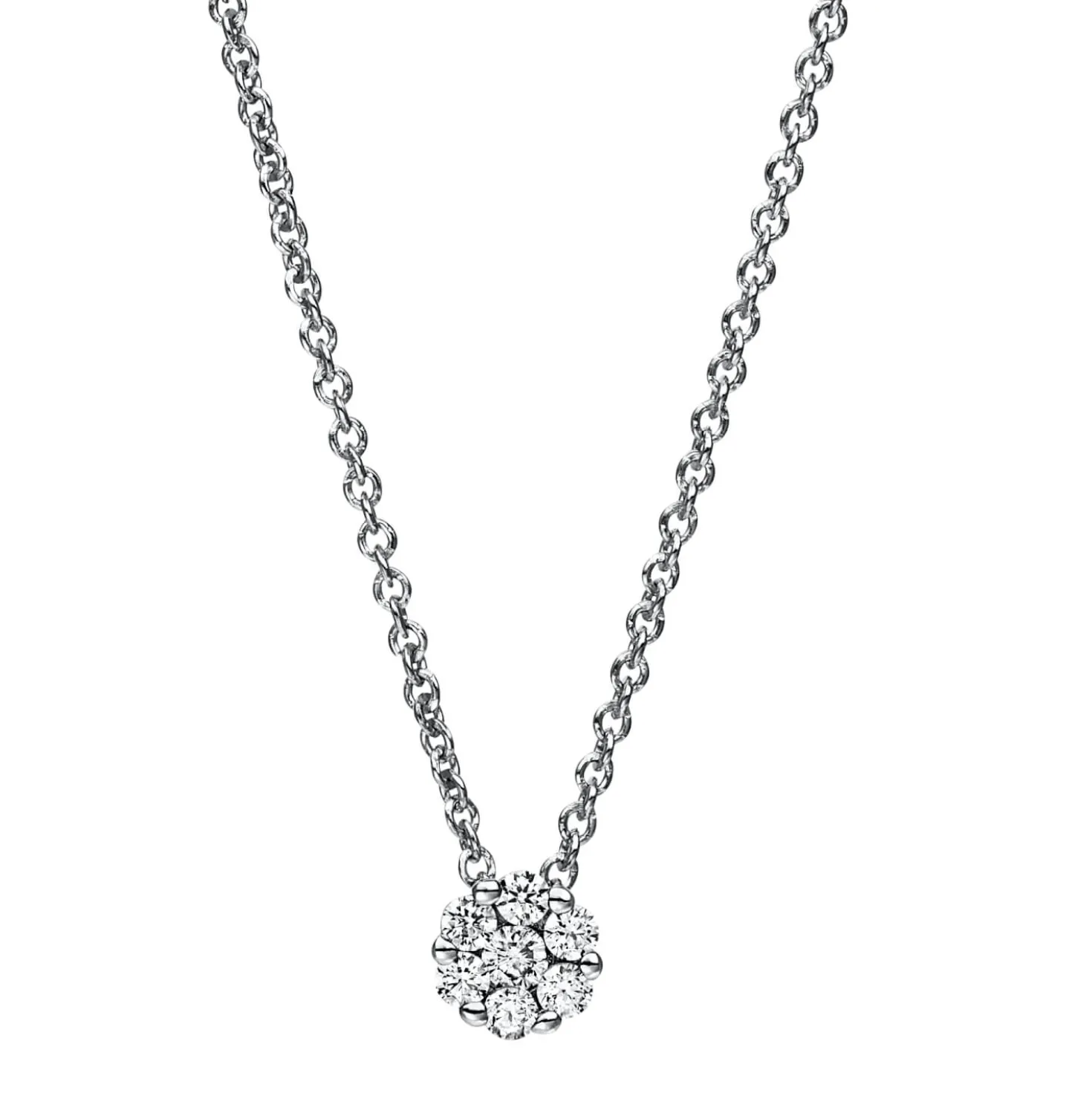 Collier aus 750 Weißgold 6 Brillanten 0,12ct TW-SI 1 Brillant 0,04ct TW-SI L:42cm