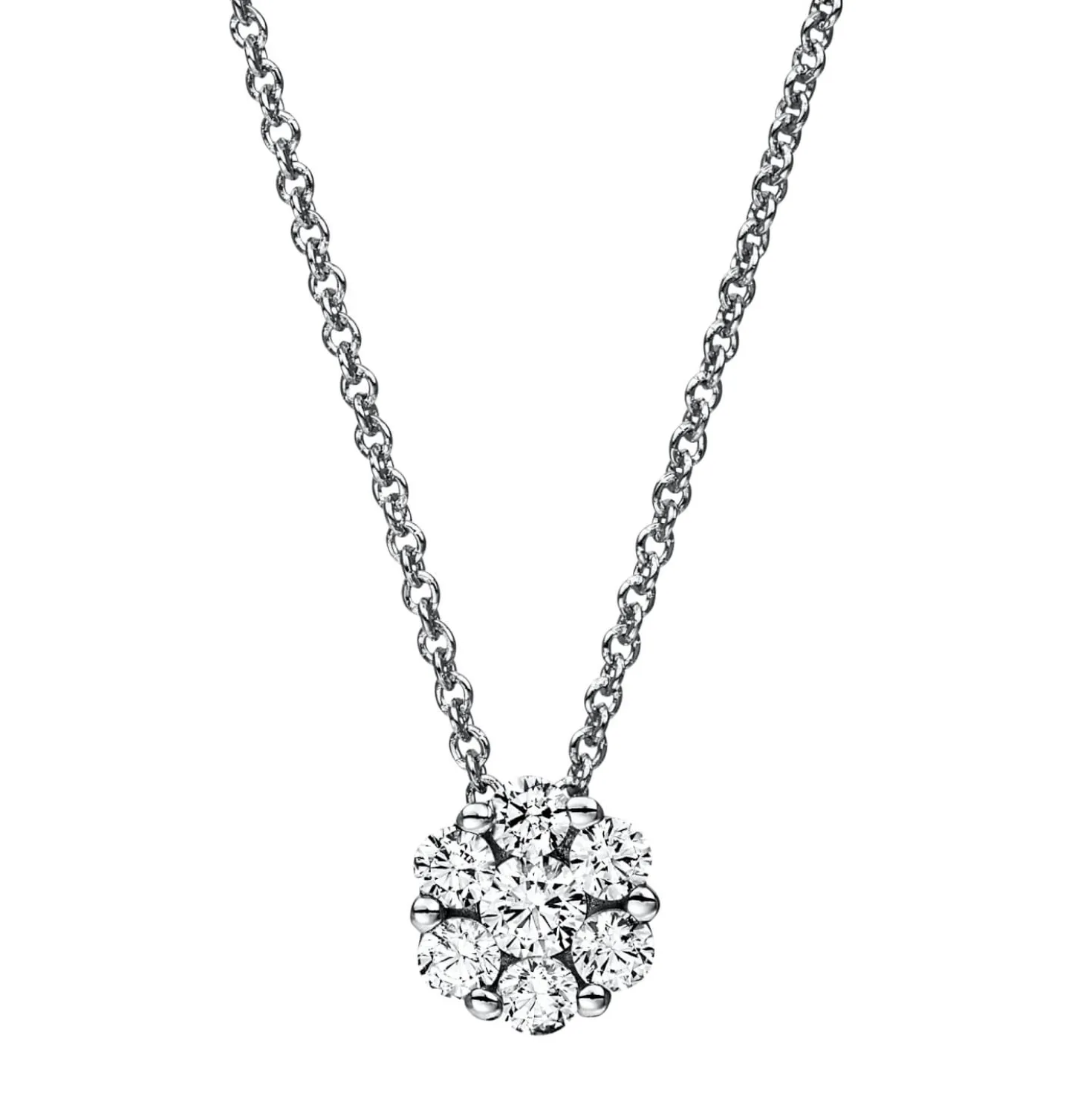 Collier aus 585 Weißgold 6 Brillanten 0,4ct TW-SI 1 Brillant 0,14ct TW-SI L:42cm