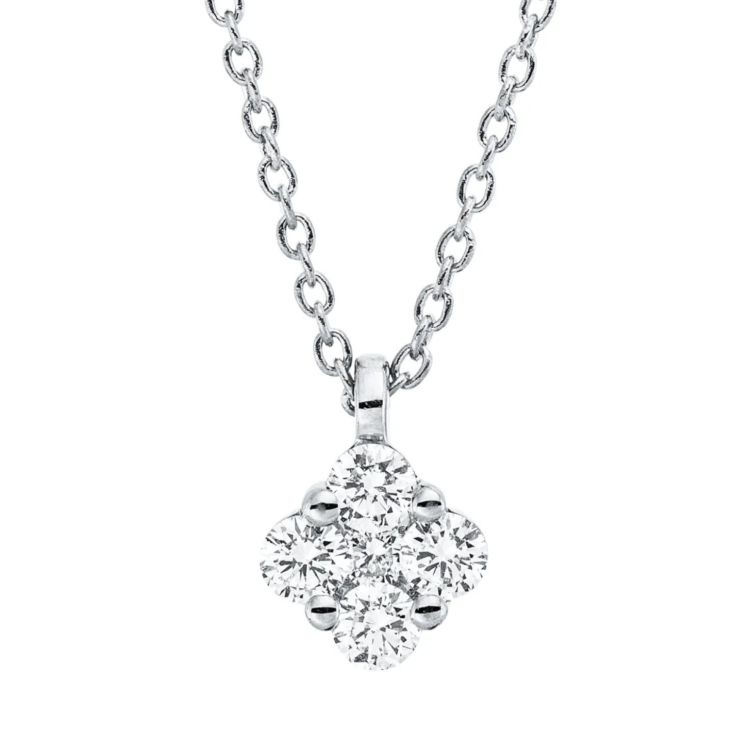 Collier aus 750 Weißgold 4 Brillanten 0,16ct TW-SI 1 Brillant 0,02ct TW-SI L:45cm