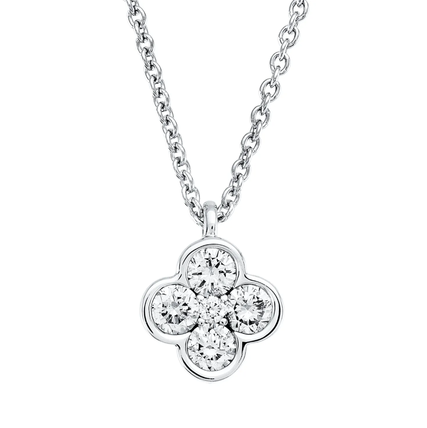 Collier aus 750 Weißgold 4 Brillanten 0,18ct TW-SI 1 Brillant 0,01ct TW-SI L:45cm