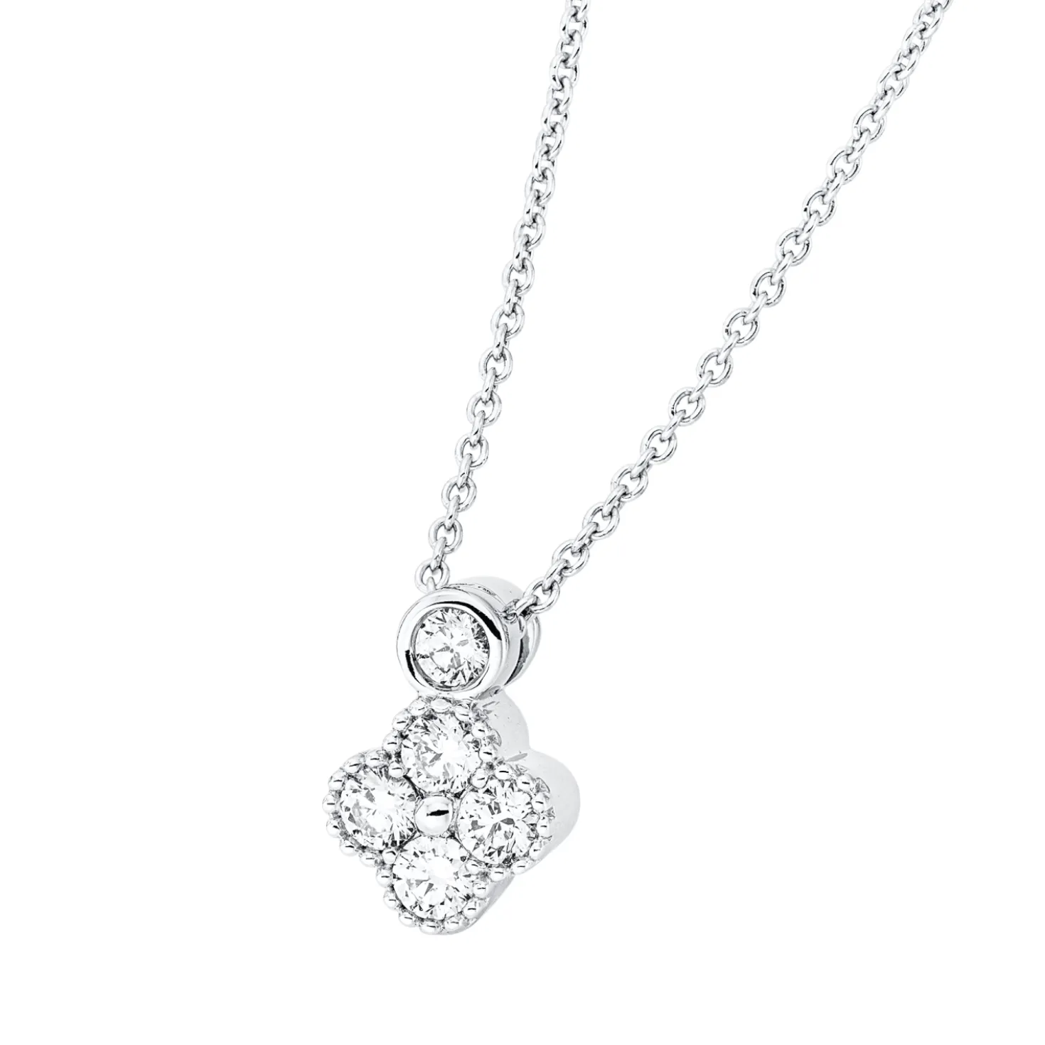 Collier aus 750 Weißgold 4 Brillanten 0,18ct TW-SI 1 Brillant 0,04ct TW-SI L:45cm