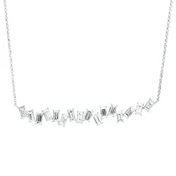 Collier aus 750 Weißgold 16 Diamanten Baguette-Schliff 2,3ct TW-SI L:43cm