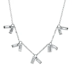 Collier aus 750 Weißgold 10 Diamanten Baguette-Schliff 1,01ct TW-SI L:43,2cm