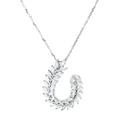 Collier aus 750 Weißgold 35 Diamanten Navette-Schliff 1,3ct F-VSI L:40,6cm