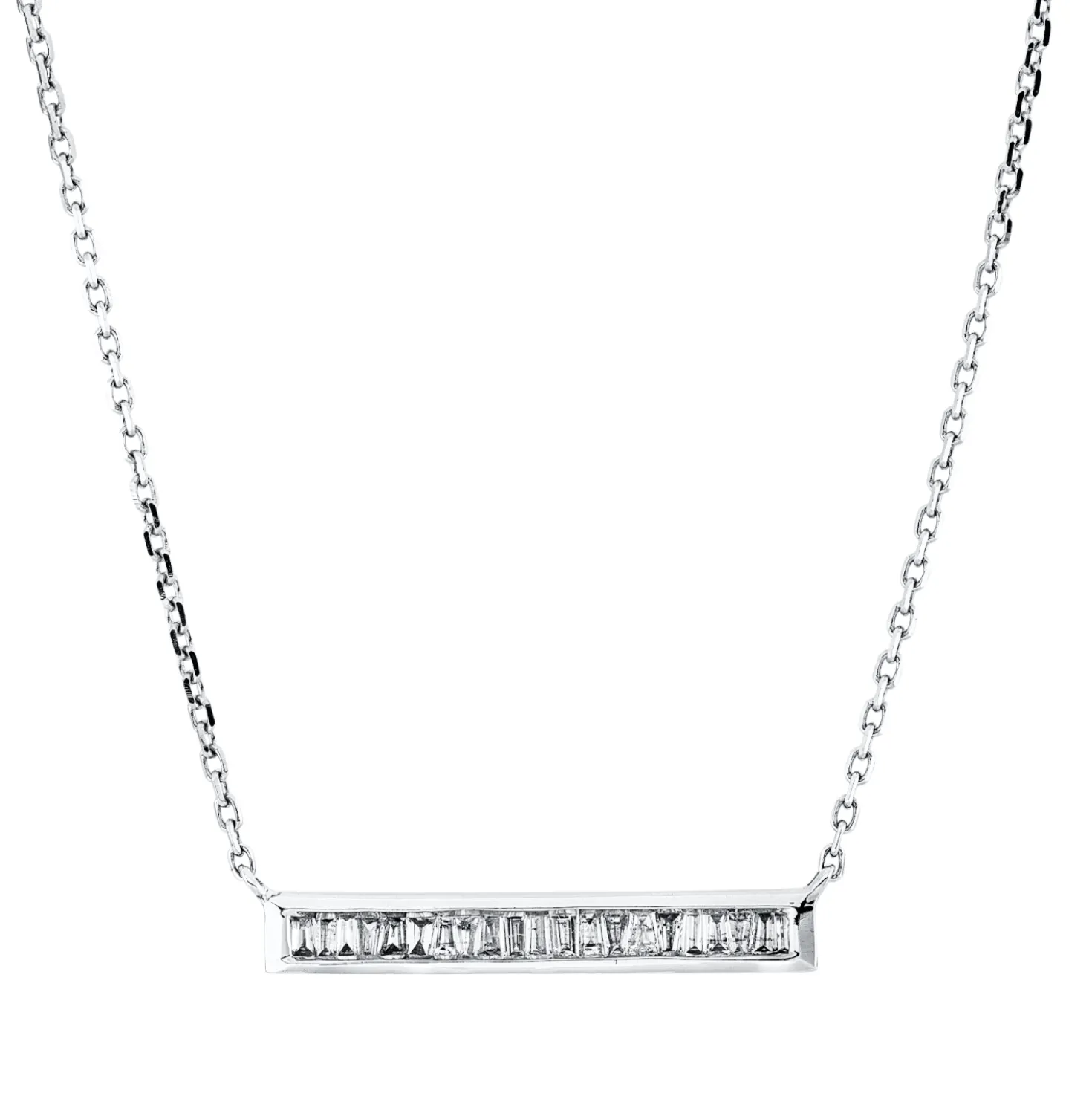 Collier aus 750 Weißgold 20 Diamanten Trapez-Schliff 0,2ct TW-SI L:45,7cm