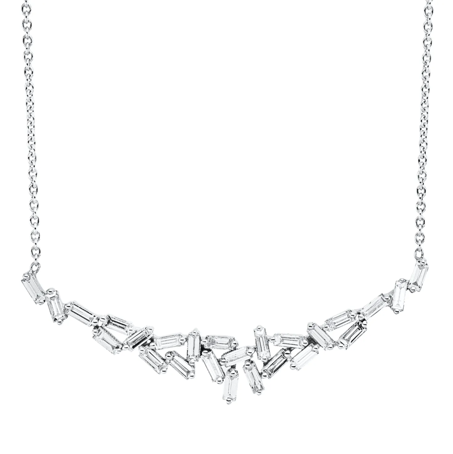 Collier aus 750 Weißgold 25 Diamanten Trapez-Schliff 0,78ct TW-SI L:43,2cm