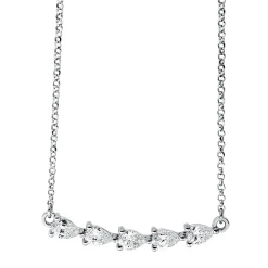 Collier aus 750 Weißgold 5 Diamanten Tropfen-Schliff 0,46ct TW-SI L:43,2cm