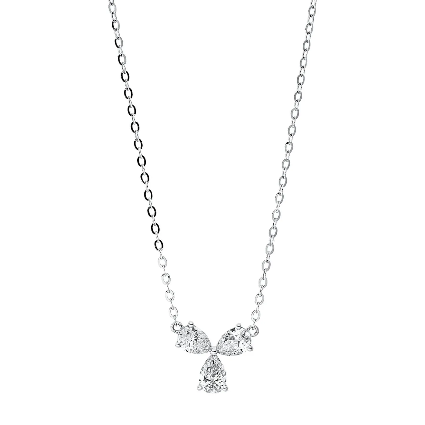 Collier aus 750 Weißgold 3 Diamanten Tropfen-Schliff 1,01ct TW-VSI L:50,8cm