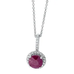 Collier aus 750 Weißgold Rubin 1,09ct rot 23 Brillanten 0,13ct TW-SI L:45,7cm
