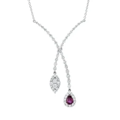 Collier aus 750 Weißgold Rubin 0,44ct rot 58 Brillanten 1,59ct TW-SI L:45,7cm