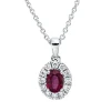 Collier aus 750 Weißgold Rubin 0,27ct rot 12 Brillanten 0,09ct TW-VSI L:45cm