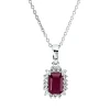 Collier aus 750 Weißgold Rubin 0,64ct rot 18 Diamanten 0,11ct TW-SI L:45cm