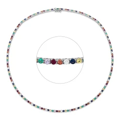Collier aus 750 Weißgold 134 Rubine 7,15ct rot 23 Brillanten 1,19ct TW-SI L:43,2cm