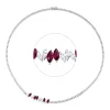 Collier aus 750 Weißgold 5 Rubine 1,21ct rot 86 Diamanten 3,19ct F-VSI L:43,2cm
