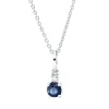 Collier aus 750 Weißgold Saphir 0,31ct blau Brillant 0,02ct TW-SI L:45cm