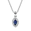 Collier aus 750 Weißgold Saphir 0,29ct blau 18 Brillanten 0,11ct F-SI L:45cm