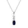 Collier aus 750 Weißgold Saphir 0,35ct blau 2 Brillanten 0,03ct TW-SI L:45cm