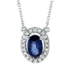 Collier aus 750 Weißgold Saphir 0,52ct blau 20 Brillanten 0,1ct TW-SI L:45,7cm