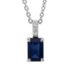 Collier aus 750 Weißgold Saphir 0,67ct blau 3 Brillanten 0,01ct TW-SI L:45cm