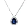 Collier aus 750 Weißgold Saphir 0,59ct blau 13 Brillanten 0,24ct TW-SI L:43,2cm