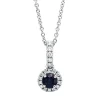Collier aus 750 Weißgold Saphir 0,33ct blau 19 Brillanten 0,12ct TW-SI L:45,7cm