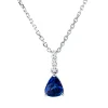 Collier aus 750 Weißgold Saphir 0,71ct blau 3 Brillanten 0,05ct TW-SI L:43,2cm
