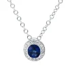 Collier aus 750 Weißgold Saphir 0,4ct blau 20 Brillanten 0,06ct TW-VSI L:45,7cm