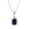 Collier aus 750 Weißgold Saphir 0,68ct blau 18 Diamanten 0,11ct TW-SI L:45cm