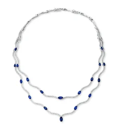 Collier aus 750 Weißgold 18 Saphire 7,92ct blau 234 Brillanten 3,96ct TW-VSI/SI