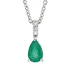 Collier aus 750 Weißgold Smaragd 0,37ct grün 3 Brillanten 0,02ct TW-SI L:45cm