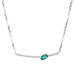 Collier aus 585 Weißgold Smaragd 0,19ct grün 26 Brillanten 0,06ct TW-SI L:45,7cm