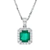 Collier aus 750 Weißgold Smaragd 0,89ct grün 21 Brillanten 0,24ct TW-VSI L:45cm
