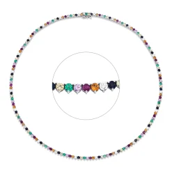 Collier aus 750 Weißgold 141 Smaragde 10,36ct grün 24 Brillanten 1,59ct TW-SI