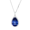 Collier aus 750 Weißgold Tansanit 11,2ct blau 38 Brillanten 0,59ct TW-SI L:45,7cm
