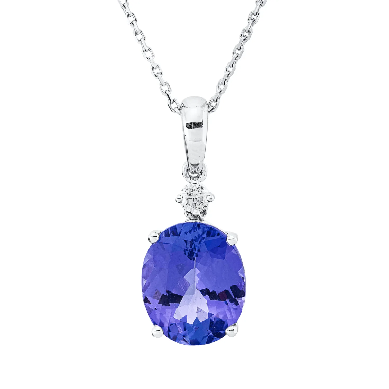 Collier aus 750 Weißgold Tansanit 4,91ct blau 5 Brillanten 0,2ct TW-SI L:45,7cm