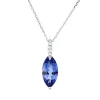 Collier aus 750 Weißgold Tansanit 2,61ct blau 6 Brillanten 0,05ct TW-SI L:45,7cm