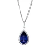 Collier aus 750 Weißgold Tansanit 13,94ct blau 35 Diamanten 1,49ct TW-SI L:45,7cm