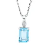 Collier aus 750 Weißgold Topas 0,78ct blau Brillant 0,01ct TW-SI L:45cm